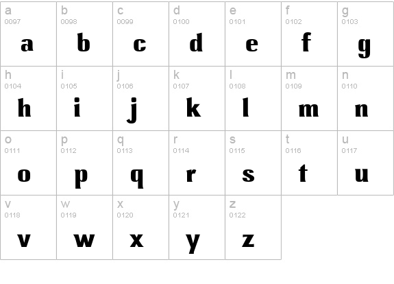 Lennox ITC Bold lowercase a-z preview