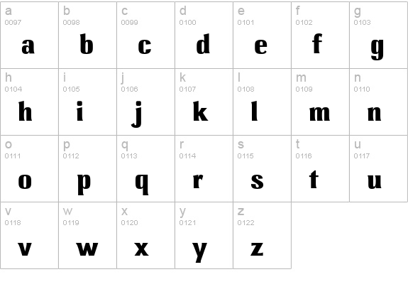 Lennox ITC Std Bold lowercase a-z preview