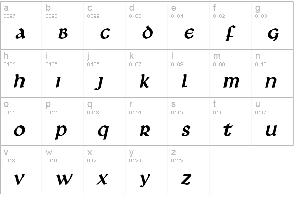 Leo BoldItalic lowercase a-z preview