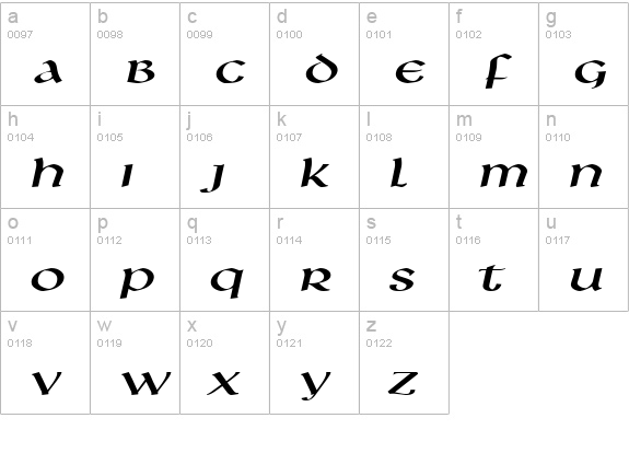 Leo Extended Italic lowercase a-z preview