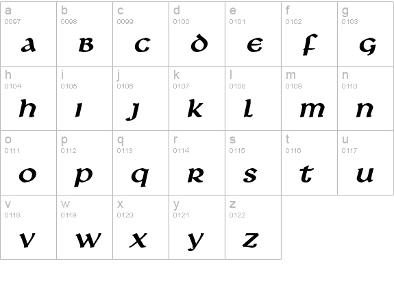 Leo Wide BoldItalic lowercase a-z preview