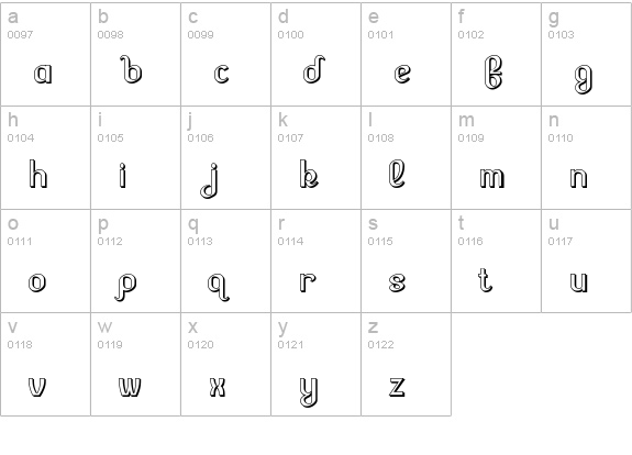 Lesser Concern Shadow lowercase a-z preview