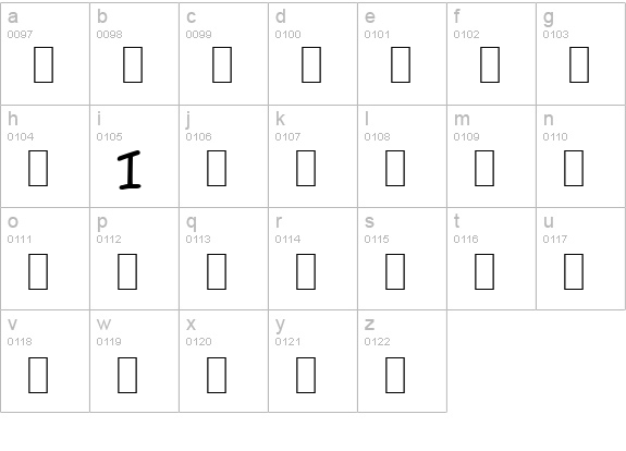 Lettering1 Weird Bold lowercase a-z preview