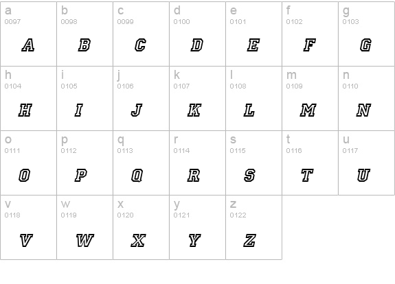 Letterman Italic lowercase a-z preview
