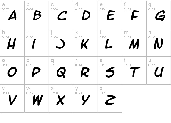 LetterOMatic! Italic lowercase a-z preview