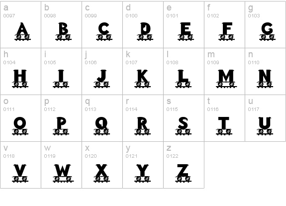 LetterTrain Bold lowercase a-z preview