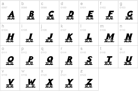 LetterTrain BoldItalic lowercase a-z preview