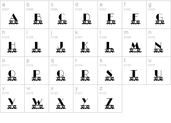 LetterTrain Italic lowercase a-z preview