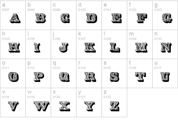 Lettres ombrees ornees lowercase a-z preview