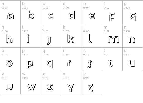 LetunicalShadow lowercase a-z preview
