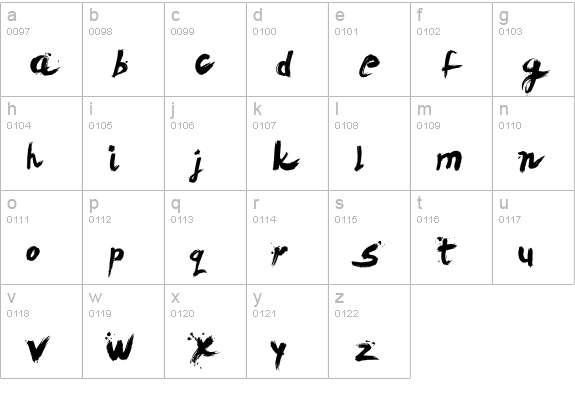 LeviBrush lowercase a-z preview