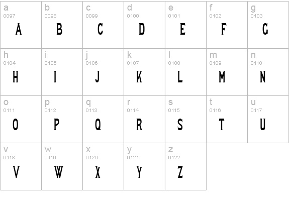 LewishamCondensed lowercase a-z preview
