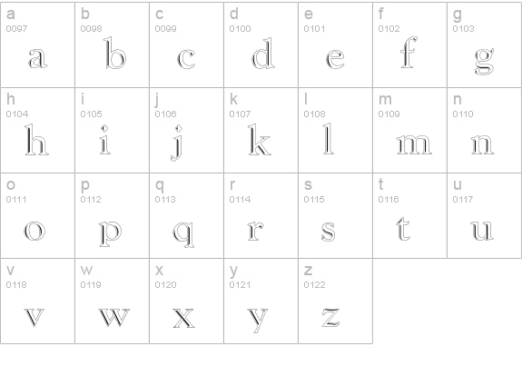 LibertyOutline lowercase a-z preview