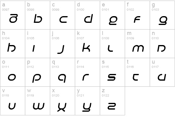 Life in Space Italic lowercase a-z preview