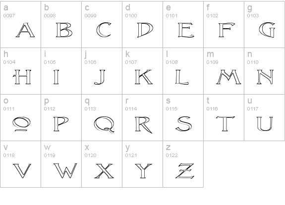 Lightfoot Outline Extra-expanded Regular lowercase a-z preview