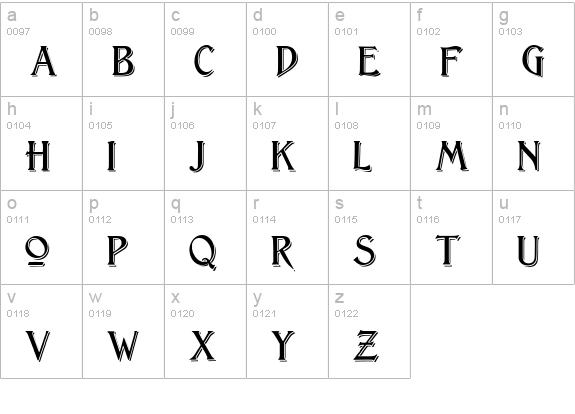 Lightfoot Shadowed lowercase a-z preview