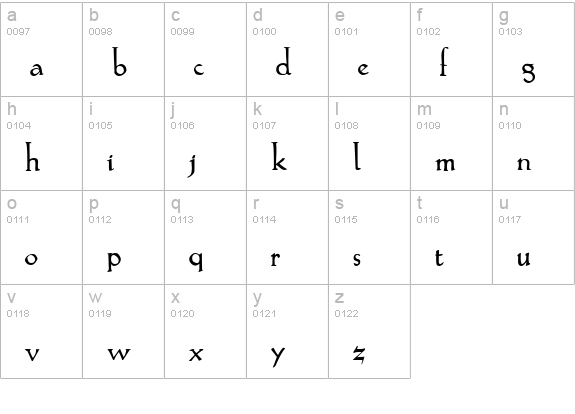 Lilith Bold lowercase a-z preview