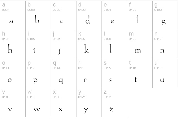 Lilith Light Medium lowercase a-z preview