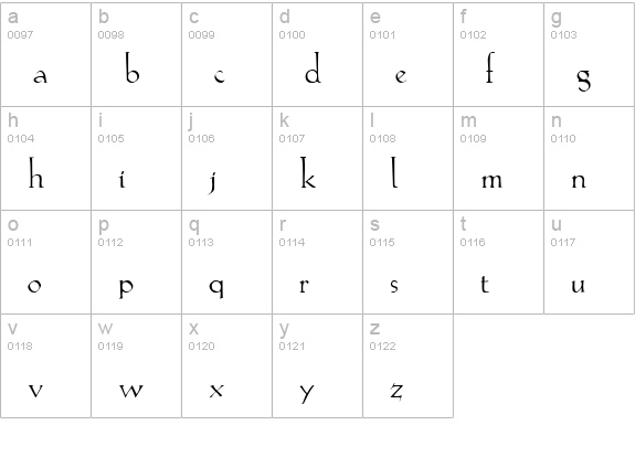 LilithLight lowercase a-z preview