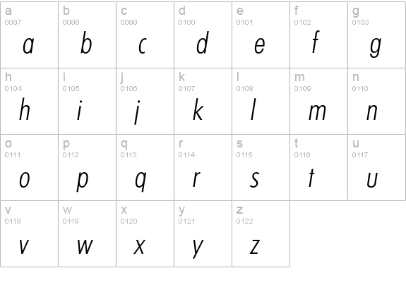 Limerick-LightCondIta lowercase a-z preview
