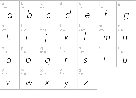 Limerick-XlightIta lowercase a-z preview