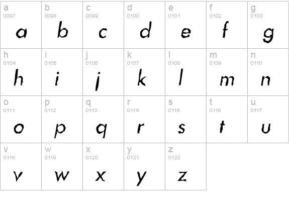 LimerickRandom-Italic lowercase a-z preview