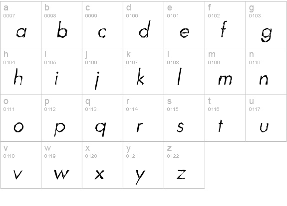 LimerickRandom-Light-Italic lowercase a-z preview