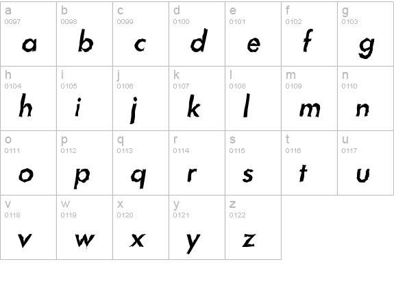 LimerickRandom-Medium-Italic lowercase a-z preview