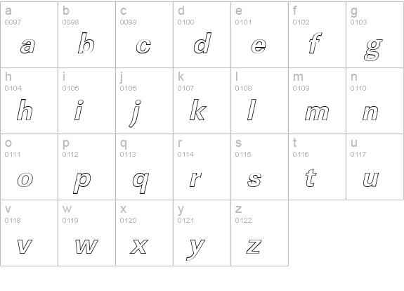 LinearOu-BoldItalic lowercase a-z preview