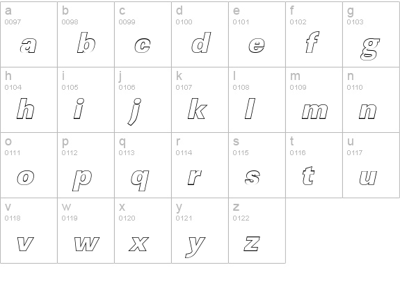 LinearOu-Heavy-Italic lowercase a-z preview