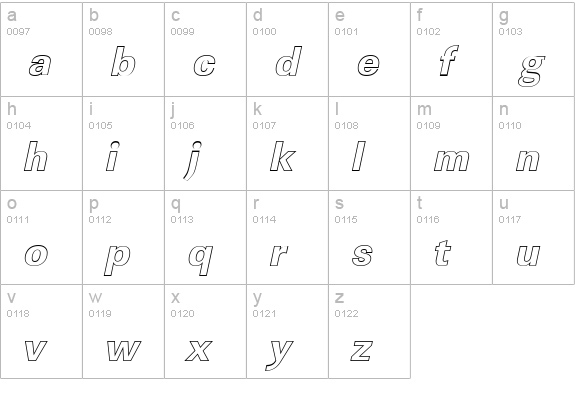 LinearOu-Xbold-Italic lowercase a-z preview