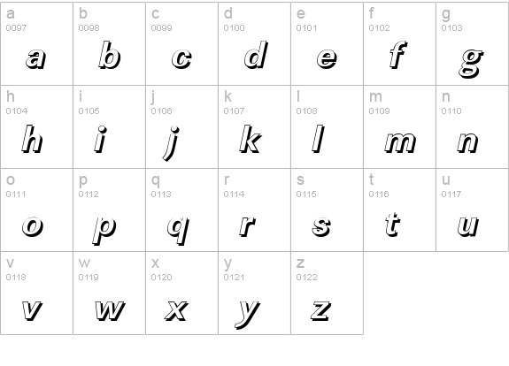 LinearSh-BoldItalic lowercase a-z preview