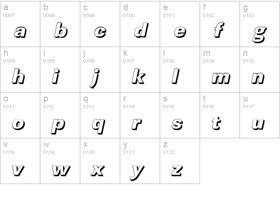 LinearSh-Heavy-Italic lowercase a-z preview