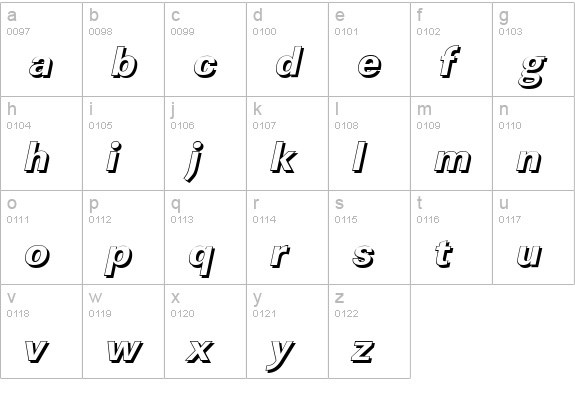 LinearSh-Xbold-Italic lowercase a-z preview