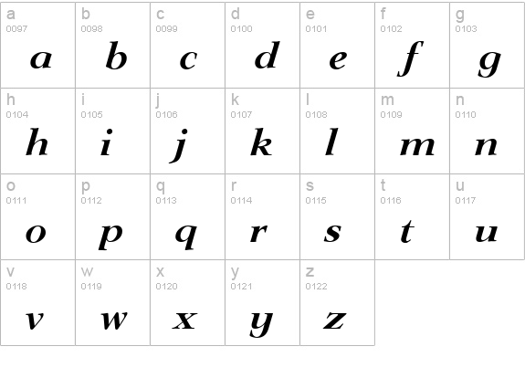 LingwoodSerial-BoldItalic lowercase a-z preview