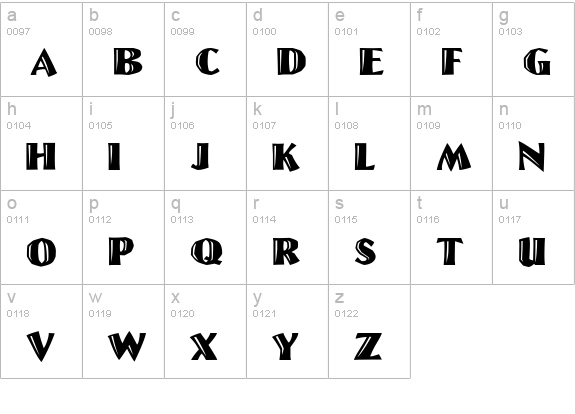 LinoLetterCut lowercase a-z preview