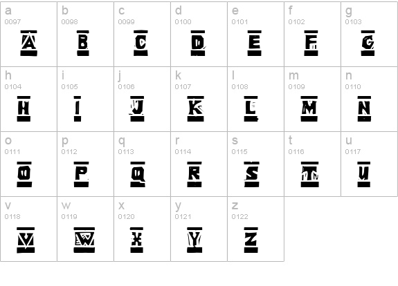 Linoleum lowercase a-z preview