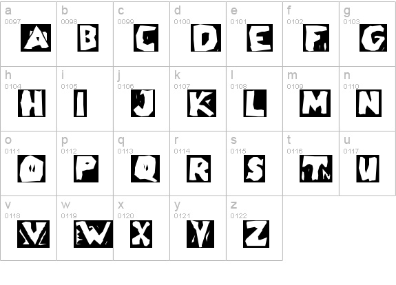 LinoLeumInvers lowercase a-z preview