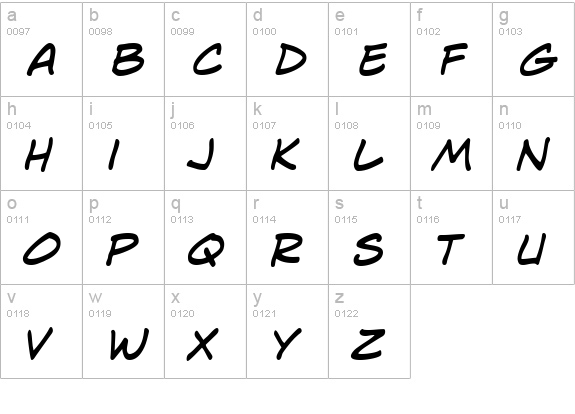 Lint McCree BB Italic lowercase a-z preview