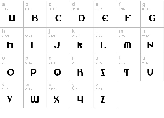 Lionheart lowercase a-z preview