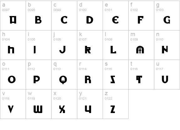 Lionheart Bold lowercase a-z preview