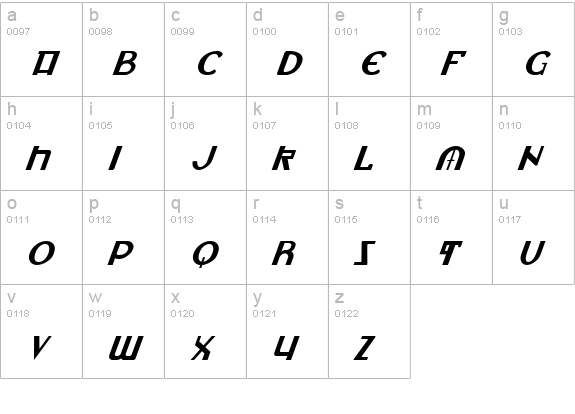 Lionheart Italic lowercase a-z preview