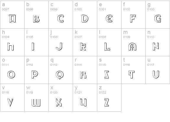Lionheart Shadow lowercase a-z preview