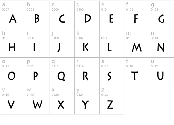 Liste Condensed Bold lowercase a-z preview