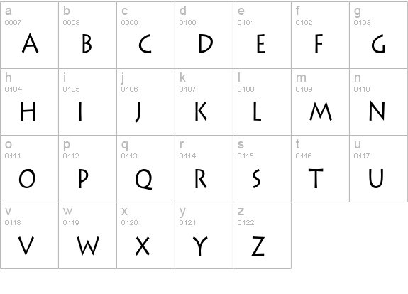 Liste Condensed Normal lowercase a-z preview