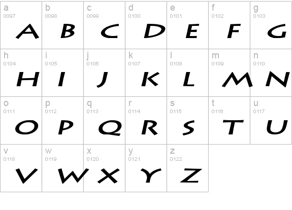 Liste Extended Bold Italic lowercase a-z preview