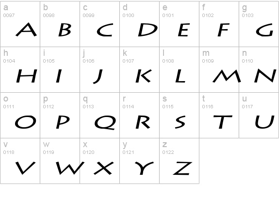 Liste Extended Italic lowercase a-z preview