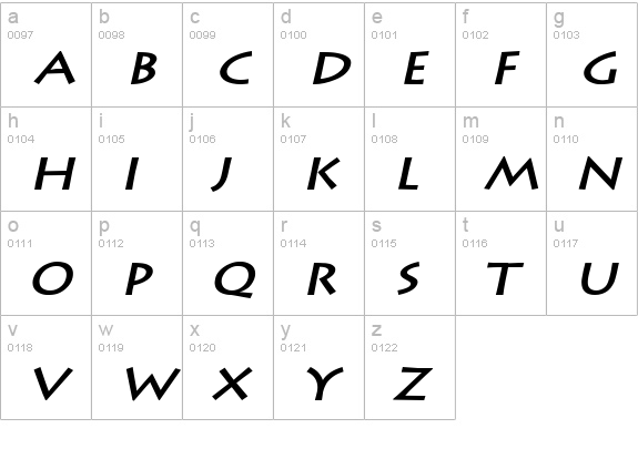 Liste Wide BoldItalic lowercase a-z preview