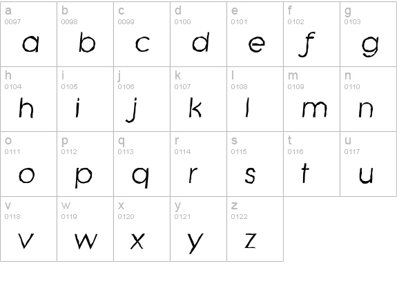 LiteraAntique-Italic lowercase a-z preview