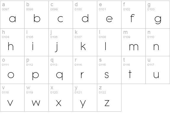 LiteraEF-Light lowercase a-z preview